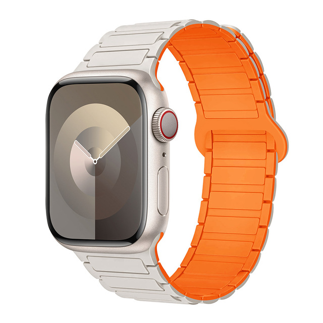 Adjustable Double-Color Silicone Magnetic Strap New Design for Apple Ultra Series 10/9/8 Ultra SE Smartwatch Breathing Accessory