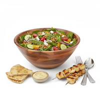 Bol à salade en bois d'acacia de 11 pouces 2026, bol rond en bois pour mélanger les salades, les fruits, servir, cuisine, hôtel, décoration intérieure et repas