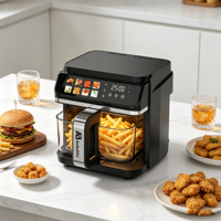 Anbolife OEM, fabricant de friteuses à air numériques en verre, 4+4L, double cuve, technologie Rapid Air, certifié CB, appareil de cuisine