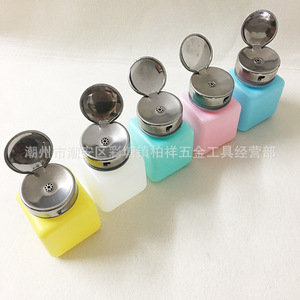 Venta directa de fábrica de botellas de alcohol de 120 ml con pulsador (blancas, rojas, amarillas, verdes, azules) para lavar platos, diluyente - Product Image 5
