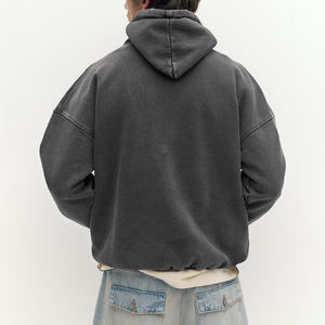 KingSen High Quality Nylon/Cotton Unisex Heavy Hoodie Pullover Sweatshirt Custom Logo Distressed Casual wear Hoodies - Product Image 5