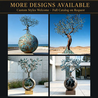 Sculpture YOUFINE Arbre de Vie en Bronze avec Couple Embrassé, Tronc Patiné, Feuilles, Statue d'Art Moderne pour Jardin et Villa