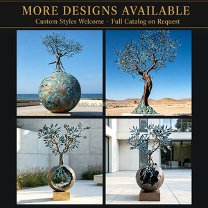 Sculpture YOUFINE Arbre <span class=keywords><strong>de</strong></span> Vie en Bronze avec Couple Embrassé, Tronc Patiné, Feuilles, Statue d'Art Moderne pour Jardin et Villa - Product Image 2