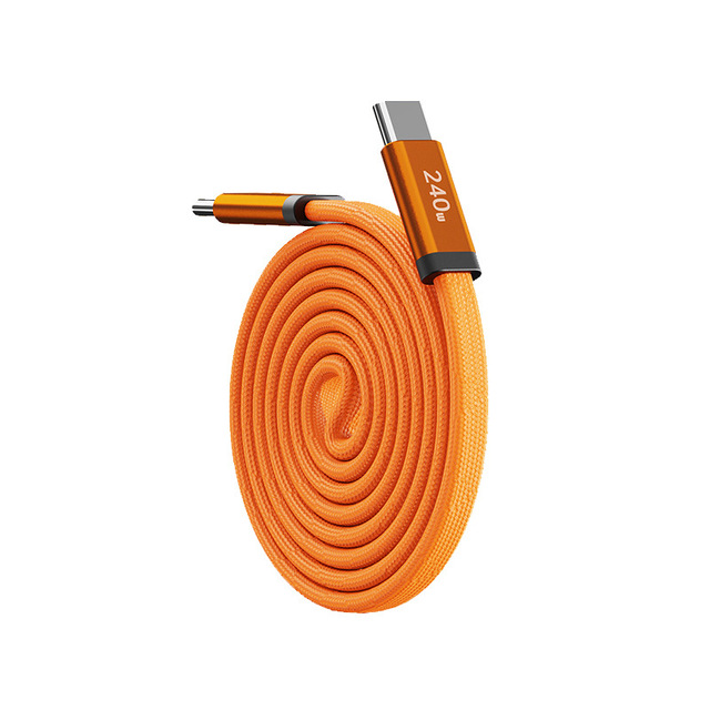 240W Magnetic Retractable Dual Type-C PD Fast Charging Cable, Custom Logo, Flat USB-C Charging Cord