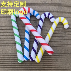 Bastón de Caramelo Navideño Inflable de PVC, Decoraciones Navideñas para Exteriores, Regalo para Fiestas con Impresión de Logotipo Personalizado - Product Image 1