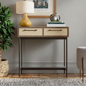 Table <span class=keywords><strong>console</strong></span> industrielle simple avec façades de tiroirs en <span class=keywords><strong>rotin</strong></span> naturel pour <span class=keywords><strong>entrée</strong></span>, salon, hôtel, table d'<span class=keywords><strong>entrée</strong></span> - Product Image 1