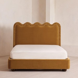 <span class=keywords><strong>Letto</strong></span> <span class=keywords><strong>Matrimoniale</strong></span> Eco-Friendly in Velluto Imbottito Stile Retrò Francese Mid-Century Wabi-Sabi <span class=keywords><strong>con</strong></span> Struttura in Legno di Pino - Product Image 2