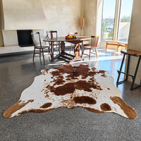 Langlebige und Große Kuhfell-Teppiche, Geeignet für Schlafzimmer Wohnzimmer Western-Dekor, Polyester Tierfell-Teppich, Braun