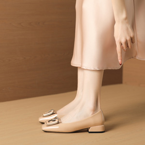 Square Toe Pumps With Metal Buckle <b>Block</b> Heel Office Shoes Comfort Women's 6821-2 - Product Image 3