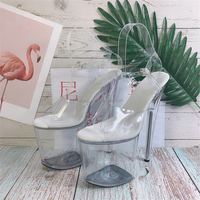 Sandales à plateforme à talons hauts en cristal de 8 pouces-20 cm pour femmes, été, extérieur, boîte de nuit, danse, mariage, chaussures transparentes pour pole dance