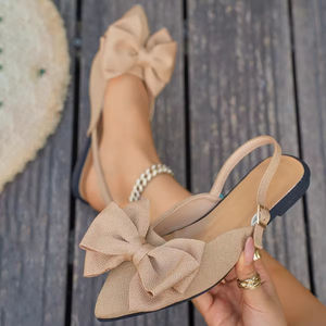 Summer Flats Bows <b>Closed</b> <b>Toe</b> Sandals New Arrival Fashion Plus Size Pointed <b>Toe</b> Back Sandals for Women Wholesale - Product Image 5