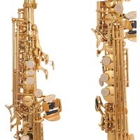 Professional Straight Soprano Saxophone Brass Instrument with Gold Lacquer Bb and Eb Tones Head Material Brass