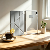 Étui magnétique blanc antichoc pour iPad Pro 11 pouces / iPad Air, coque transparente en TPU anti-chute avec support réglable