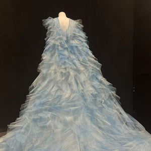 Nt21 Light Blue Tulle Beaded Strapless <b>Quinceanera</b> Ball Gown <b>Dress</b> For 15 Year Old With Layers Jancember - Product Image 5