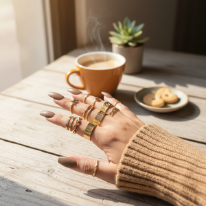 Vendita calda moda moda coppia anelli elegante Vintage teschio e fiore placcato in oro intarsio forma di numero per gli uomini - Product Image 3