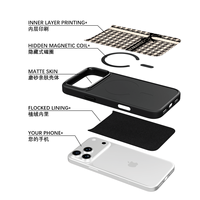 Coque de téléphone AG Feeling Black Edge avec dorure et nœud romantique pour iPhone 17, 17 Pro Max, 16 Pro, 15 – Coque magnétique