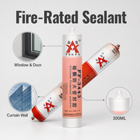 Sellador de Silicona Ignífugo de 300 ml, Masilla Resistente al Fuego para Instalación de Ventanas, Puertas y Muros Cortina, Retardante de Fuego