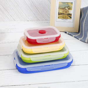 Máy rửa chén an toàn Silicone ráp Bát <span class=keywords><strong>Stackable</strong></span> Hộp Ăn Trưa vuông Silicone ráp container lưu trữ thực phẩm với nắp - Product Image 5