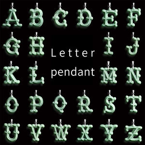 Natural Jadeite Custom-made English <b>Letter</b> Pendant with S925 <b>Silver</b> <b>Necklace</b>-Classic Style Children's Unique and Personalized. - Product Image 2