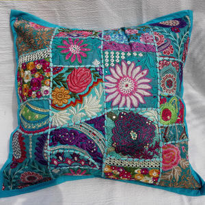Vente en gros de taies d'oreiller en coton indien <span class=keywords><strong>vintage</strong></span> faites à la main, style ethnique exotique, <span class=keywords><strong>patchwork</strong></span>, coussin carré doux - Product Image 3