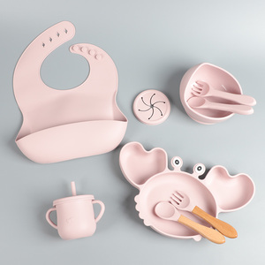 Service OEM ODM Eversoul, ensemble de vaisselle pour bébé en silicone de 9 pièces en forme de crabe, compatible micro-ondes, assiette pour bébé, ensemble d'alimentation pour bébé pour enfants - Product Image 5