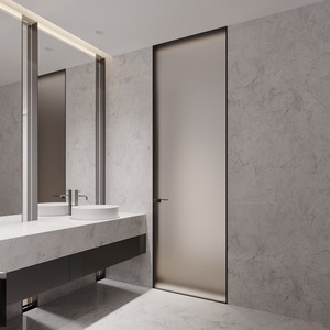 <span class=keywords><strong>ประตู</strong></span>ห้องน้ำที่สวยงามของ Song Dynasty กรอบสีดำบางพิเศษพร้อมอลูมิเนียมอัลลอยด์แบบเปิดธรรมดา - Product Image 3