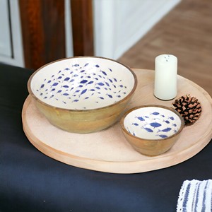Juego de decoración de mesa de madera recubierta de esmalte 2 cuencos de servicio impresos para verduras, frutas, ensalada, sopa duradera - Product Image 6