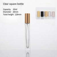 Vente en gros de flacons de parfum carrés en verre de 10 ml, flacons rechargeables avec bouchons en métal/bois pour le stockage de parfums