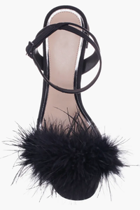 Scarpe da Sposa per Donna <span class=keywords><strong>con</strong></span> Lussuose <span class=keywords><strong>Piume</strong></span> Finte, Sandali Comodi <span class=keywords><strong>con</strong></span> Tacco a Blocco, Punta Aperta Rotonda, Cinturino alla Caviglia, <span class=keywords><strong>Tacchi</strong></span> Estivi - Product Image 5