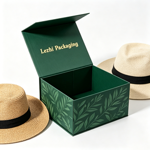 Boîte d'emballage personnalisée pour chapeaux – Boîtes de transport longues pour chapeaux Fedora, casquettes de camionneur, casquettes de baseball, casquettes snapback, chapeaux bob - Product Image 1