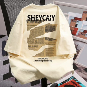 T-Shirt da <span class=keywords><strong>Uomo</strong></span> Oversize Stile Streetwear con Grafica in Puro Cotone Morbido e Traspirante, Design Stampato a Maglia da Produttore di Abbigliamento Maschile - Product Image 2