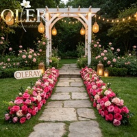 Nouvelle rangée de fleurs artificielles roses vif en soie, chemin de table floral pour toile de fond de mariage, centre de table décoratif, vente en gros personnalisée