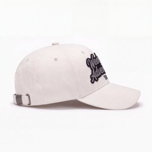 Custom Logo 6 Panel Cap White Denim Cotton Front Patch Applique Side <b>Flat</b> Embroidery Gorras Vintage Baseball <b>Hat</b> Supplier - Product Image 4