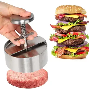 Cetakan memasak Burger tekan daging baja tahan karat, cetakan tekan Burger dapur BBQ 8cm 9cm 10cm 11cm 14cm
