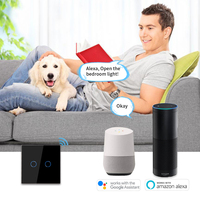 Interrupteur mural tactile intelligent avec logo personnalisé, panneau en verre Wifi, 1/2/3/4 voies, compatible Alexa et Google Home