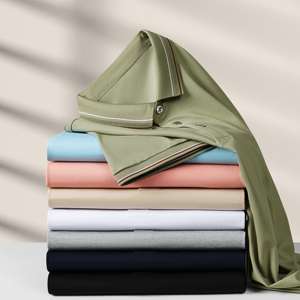 Nouvelle conception, chemise de golf décontractée pour homme en coton 100% tricoté de haute qualité, manches courtes, logo personnalisé sur le devant - Product Image 3