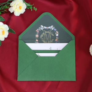 新着グリーン活版デボス手作りコットンペーパーカスタム結婚式招待カード結婚式結婚 - Product Image 6