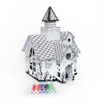 Maison de jeu pour enfants en papier à dessiner, modèle de cabane à graffitis DIY, BF30005