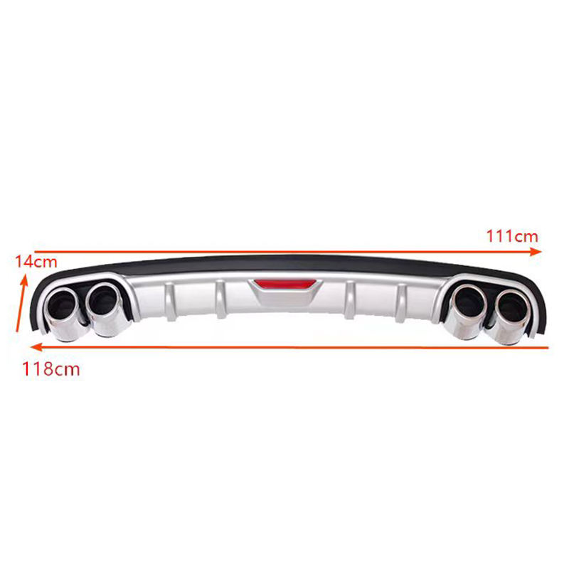 Universal Rear Bumper Diffuser with Exhaust Tip, Black & Silver ABS ...