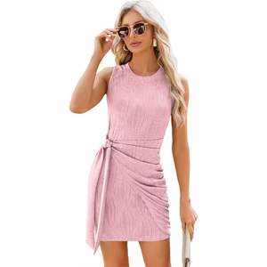 Ensemble haut et mini-robe en maille asymétrique sans manches, froncé, col rond, style bodycon, pour femme, idéal pour l'été et les occasions professionnelles - Product Image 6