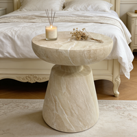 Table basse moderne en oxyde de magnésium, table d'appoint en marbre crème, tabouret, meubles de salon, utilisation intérieure et extérieure