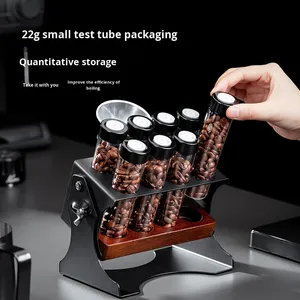 Rak Pajangan Biji Kopi yang Dapat Disesuaikan untuk Biji Kopi, Teh, Perlengkapan Espresso dengan Rak Pajangan Kayu dan Corong - Product Image 2