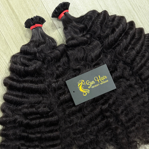 Extensions de cheveux naturels noirs vierges bouclés birmans à pointe plate en kératine de Sun Hair Company, extensions de cheveux humains vietnamiens, Cabello Humano - Product Image 6