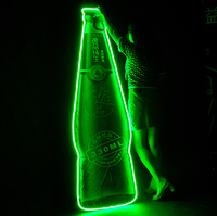 Bouteilles à boire rectangulaires en verre de style laboratoire de 250ml-330ml Couvercles en aluminium Flacons décoratifs publicitaires uniques LED Direction néon