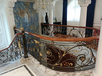 Rampe d'escalier en fer forgé de haute qualité, personnalisable, résistante à la rouille, style néoclassique moderne, pour villa, balcon, hôtel, appartement, DIY, KHP Luxury