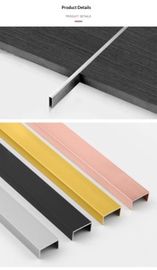 Bandes de finition métalliques, profilés en aluminium – Moulures décoratives pour plafond et mur, rainures en alliage d'aluminium en forme de U, style moderne - Product Image 4
