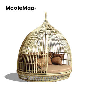 เตียงอาบแดดนอนโซฟาเฟอร์นิเจอร์กลางแจ้งชายหาดคาบาน่าชายหาดเตียงระเบียงหวายเตียงอาบแดดหวายผ่อนคลายเก้าอี้กรงนกสวนโซฟา - Product Image 5