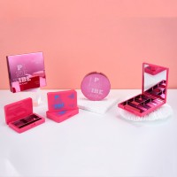 Étui compact rond de luxe pour poudre pressée, boîtier métallique pour poudres compactes