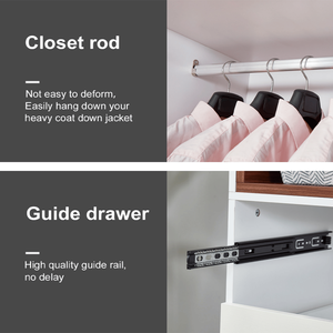 DB Armoire en bois à 3 portes Armoire de rangement blanche avec 3 tiroirs de grande capacité Conception de 2 pièces à plat - Product Image 5