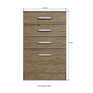 Commode à tiroirs de style moderne Decibel DB-CM1042 WO, 4 tiroirs, en bois, meubles de chambre à coucher, panneaux de particules, couleur bois, brésilien - Product Image 4